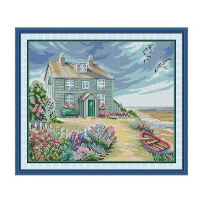 Nature Landscape Cross Stitch Embroidery Starter Kit, Easy Needlework Project for Adult Beginners