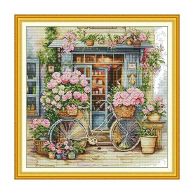Landscape Cross Stitch Embroidery Kit with Threads & Needles, Beginner Adults Craft Wall Art