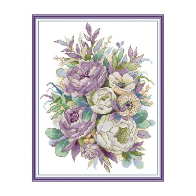 Colorful roses Floral Garland Cross Stitch Embroidery Kit, Simple Stitch Design, Home Wall Art Decor