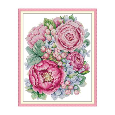 Bloom Floral Cross Stitch Embroidery Starter Kit, Great Craft Gift for Adult Beginner Stitchers