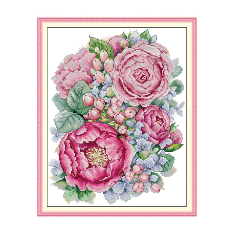 Bloom Floral Cross Stitch Embroidery Starter Kit, Great Craft Gift for Adult Beginner Stitchers