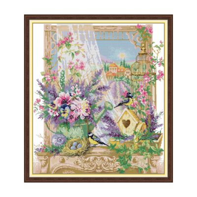 The Scent Of Provence Pastel Floral Cross Stitch Embroidery Kit, Gentle Flower Pattern, Adult Beginner Wall Decor