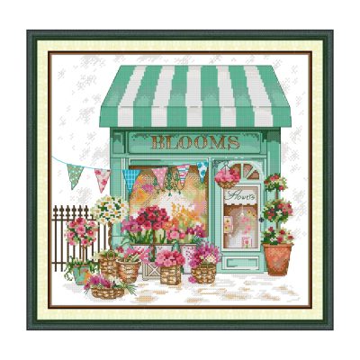 Florists Floral Cross Stitch Embroidery Kit, DIY Botanical Flower Craft, Bedroom Wall Art