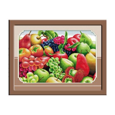 Fruits Still Life Cross Stitch Kit for Hobbyist, Simple Table Still Life Motif, Home Wall Decor
