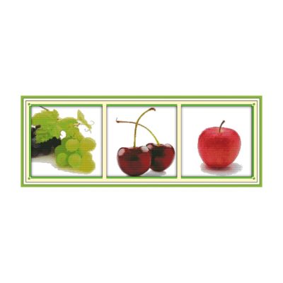 Fruits Still Life Cross Stitch Embroidery Kit, Handmade Table Scene Artwork, Lovely Craft Gift