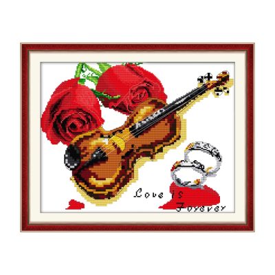 Love of violin Pre-Sorted Thread Still Life Cross Stitch Kit, Perfect for Adult First Time Crafters