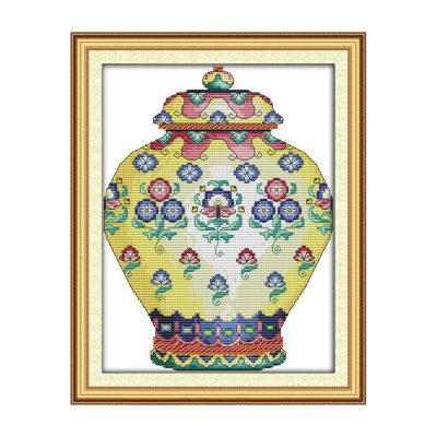 Colorful gilding  bottles Beginner Still Life Cross Stitch Embroidery Kit, Complete Step by Step Instruction Included