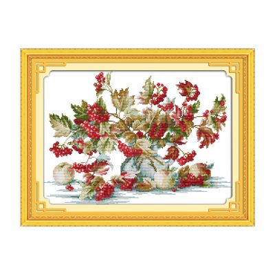 Liitle red fruit Still Life Cross Stitch Embroidery Kit, Creative Handmade Table Art, Home Wall Decoration