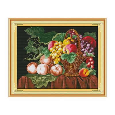 Fruit Refined Still Life Cross Stitch Kit, Graceful Object Arrangement, Wall Hanging Decor