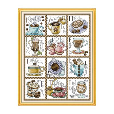 December coffee Still Life Cross Stitch Kit for Craft Fans, Simple Table Still Life Motif, Wall Art Decor