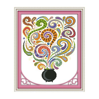 Halloween magic bottle Soft Color Still Life Cross Stitch Kit, Gentle Table Object Shades, Adult Beginner Decor