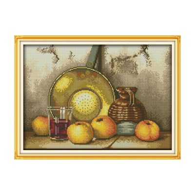 Fruit Premium Material Still Life Cross Stitch Embroidery Kit, Durable Supplies, Wall Art
