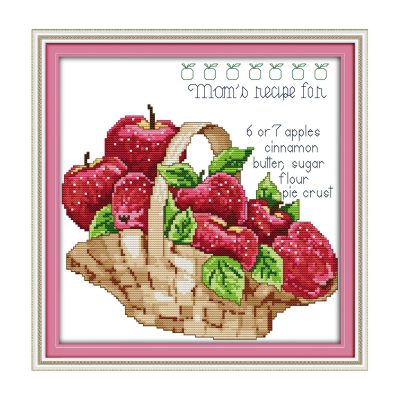Apple basket Minimal Table Still Life Cross Stitch Kit, Simple Object Composition, Home Wall Decor