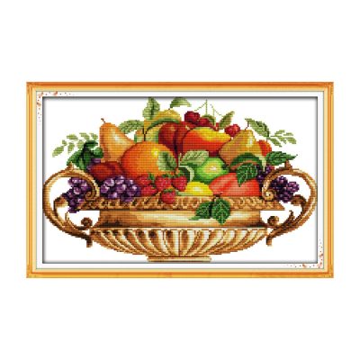 Fruit dish Simple Composed Still Life Cross Stitch Kit, Quick Stitch Project, Interior Wall Art