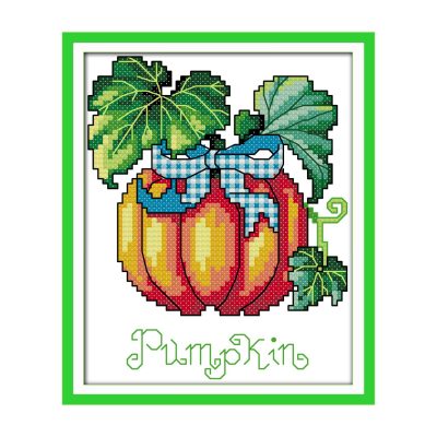 Pumpkin Still Life Cross Stitch Kit, Beautiful Table Still Life Artwork, DIY Handicraft Wall Decor
