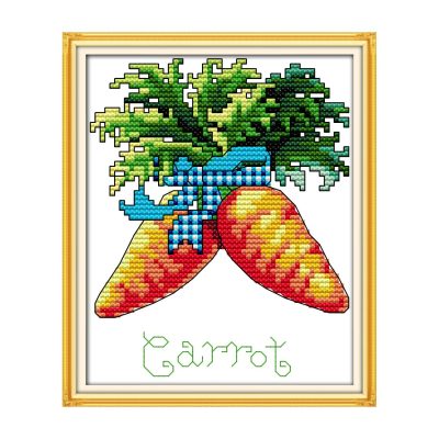 Carrot Beginner Still Life Cross Stitch Embroidery Kit, Full Instruction Included for New Crafters