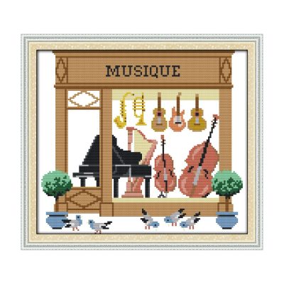 Musique Still Life Cross Stitch Art Kit, Premium Embroidery Supplies, Handmade Wall Decoration