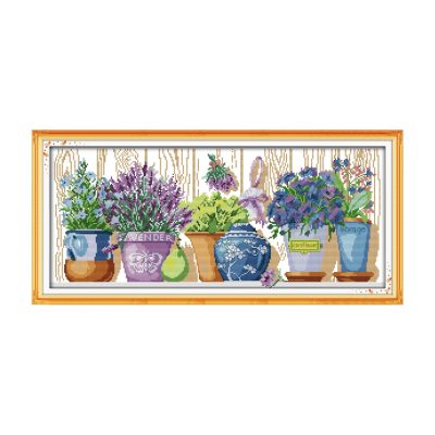 The pottings on the windowsill Warm Tone Table Still Life Cross Stitch Embroidery Kit, Cozy Indoor Scene, Adult Craft