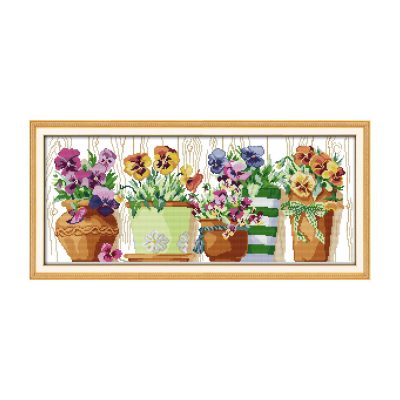 The pottings on the windowsill Still Life Cross Stitch Embroidery Kit, Creative Handmade Tabletop Art, Wall Hanging Decor