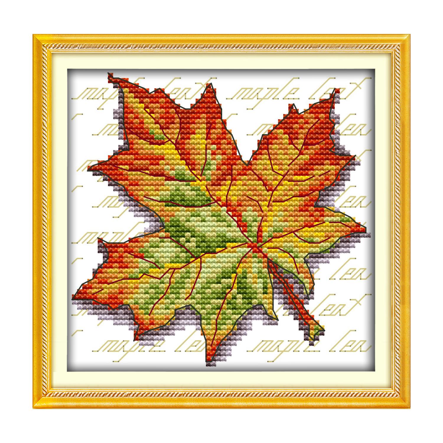 Maple leaf Hand Stitched Still Life Cross Stitch Embroidery Kit, Tabletop Scene, Adult Wall Decor 8 J194 07154 枫叶2 60×59