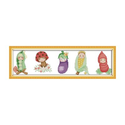 Vegetable babies Graceful Table Still Life Cross Stitch Kit, Elegant Object Arrangement, Home Wall Art