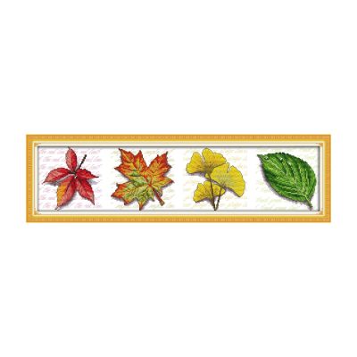 Leaves Still Life Cross Stitch Embroidery Kit, DIY Hobby Handcraft Kit for Adult First Stitchers