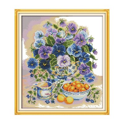 Flowers and fruits Handmade Still Life Cross Stitch Kit, Timeless Still Life Design, Great Gift for Craft Lovers