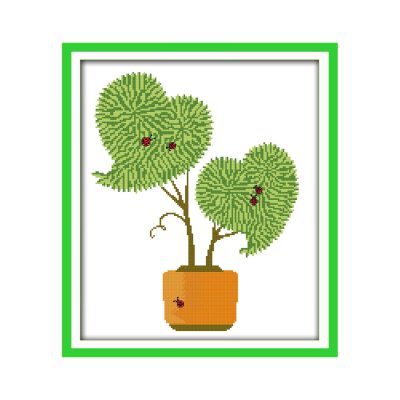The love bonsai Adult Beginner Cross Stitch Supply Kit, Handmade Project Home Wall Decor