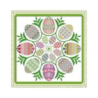 Easter eggs Handcraft Cross Stitch Kit for Adult Beginners, Easy Home Wall Decoration
