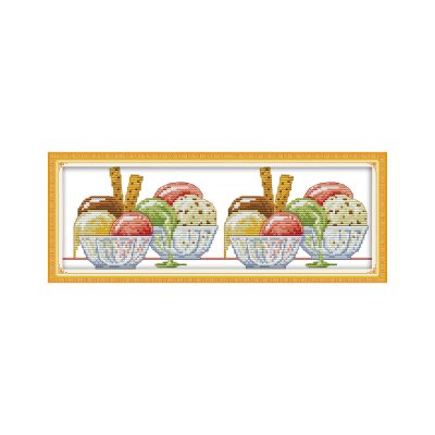 Ice cream Simple Still Life Composition Cross Stitch Kit, Quick & Easy Stitch Project, Interior Art