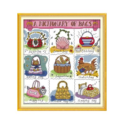 Bags Beginner Cross Stitch Embroidery Kit for Adults, Handmade Home Wall Decor