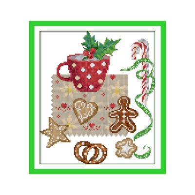 Afternoon Tea Adult Beginner Complete Cross Stitch Kit, Hand Embroidery Wall Art Decor