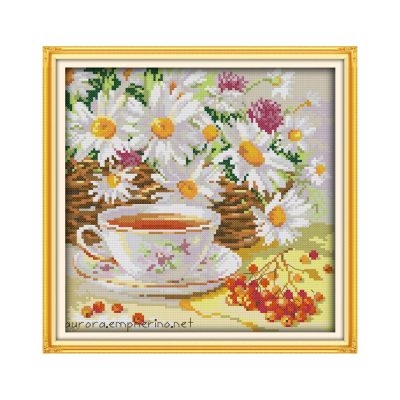 Afternoon tea Adult Hand Stitching Cross Stitch Kit, DIY Embroidery Supplies Home Decor