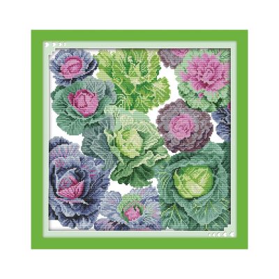 Cabbage Adult Beginner Cross Stitch Hand Embroidery Kit, Home Wall Art Ornament