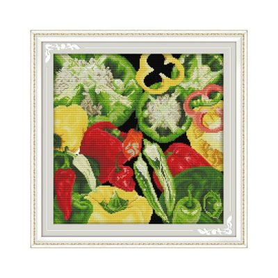 Chillies DIY Hand Stitch Cross Stitch Kit, Easy Craft Set Adult Home Wall Decor