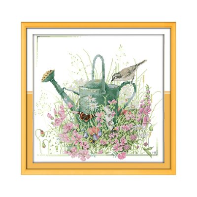 Gardening Easy Complete Cross Stitch Kit, Hand Stitch for Adult Beginners Home Art