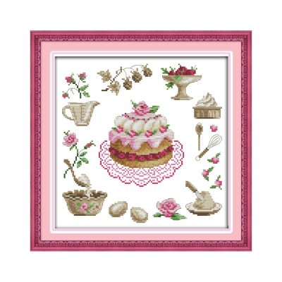 Birthday Cake Still Life Cross Stitch Kit, Sweet Still Life Composition, Relaxing Handmade Hobby