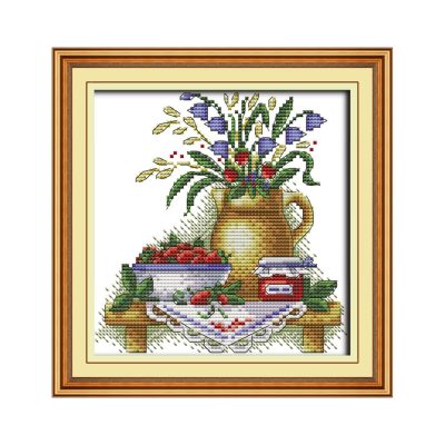 Table vase series six Easy Hand Embroidery Cross Stitch Kit, Starter Pack for Adult Home Wall Decor