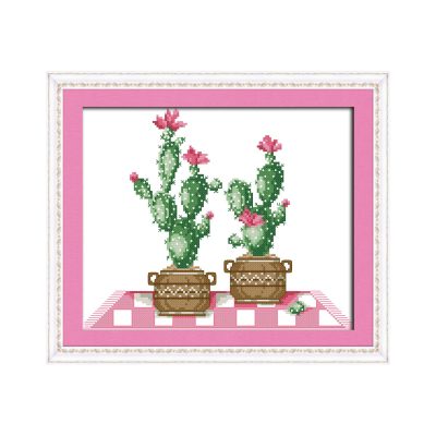 Cactus three DIY Cross Stitch Embroidery Kit, Easy Craft for Adult Beginners Wall Art