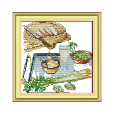 Corner of the kitchen Adult DIY Cross Stitch Starter Embroidery Kit, Home Wall Art Decoration