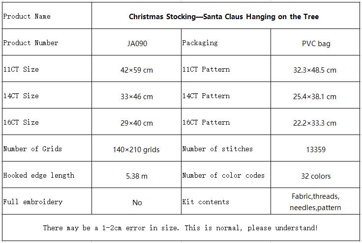 Christmas Stocking—Santa Claus Hanging on the Tree Soft Muted Still Life Cross Stitch Kit, Gentle Table Object Tones, Beginner Wall Decor 11 JA090 参数图