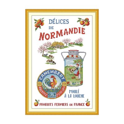 Specialties of Normandy Earth Tone Still Life Cross Stitch Kit, Natural Object Colors, Home Wall Hanging Art