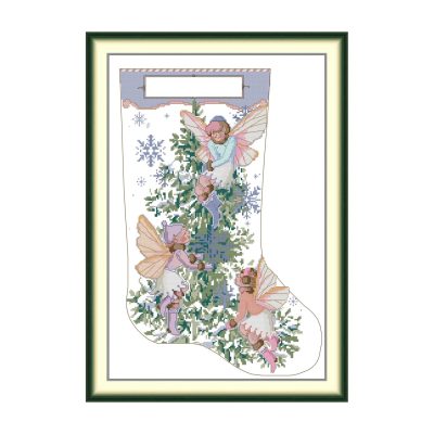 Christmas Stocking - Little Elf Still Life Cross Stitch Embroidery Kit, Leisure Handwork Craft, Home Interior Wall Decor