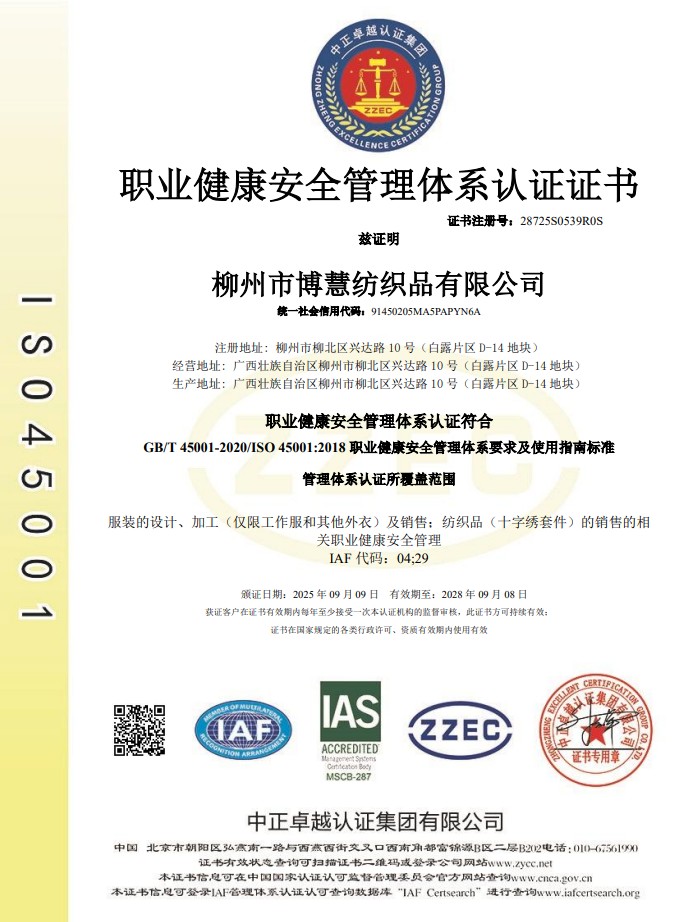 Three-system Certification Certificate