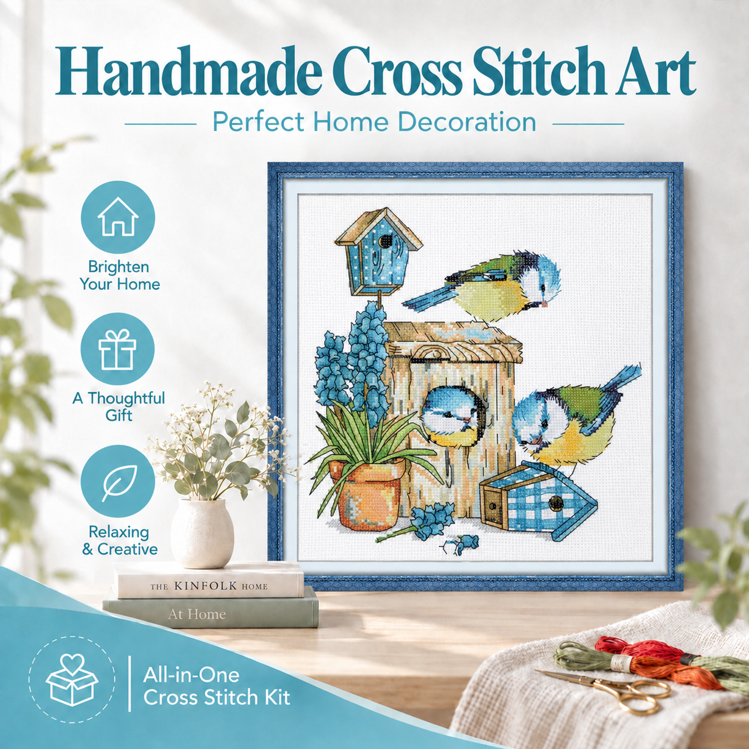 Bird Cross Stitch Kit – Birdhouse Garden Scene 8 1 12