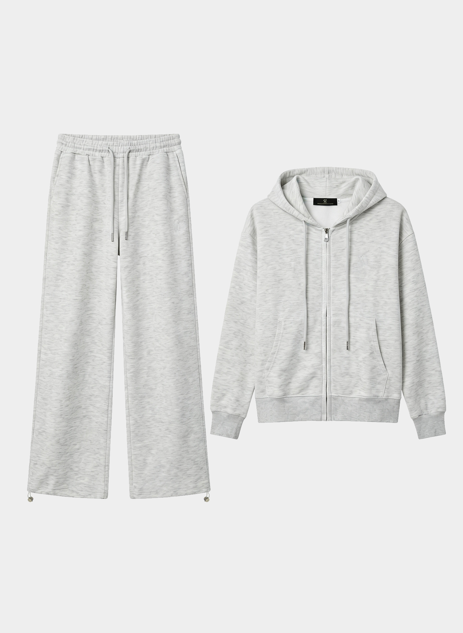 women's sets Heather Gray Embroidered Zip-Up Hoodie and Wide-Leg Sweatpants Set 50 1 3
