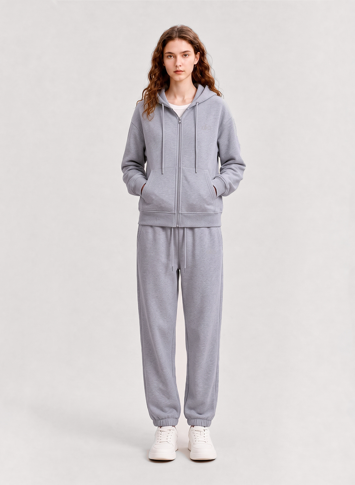 women's sets Embroidered 2 Piece Tracksuit Zip Up Hoodie Jogger Pants Casual Slim Fit Loungewear Set 31 10浅灰色正面