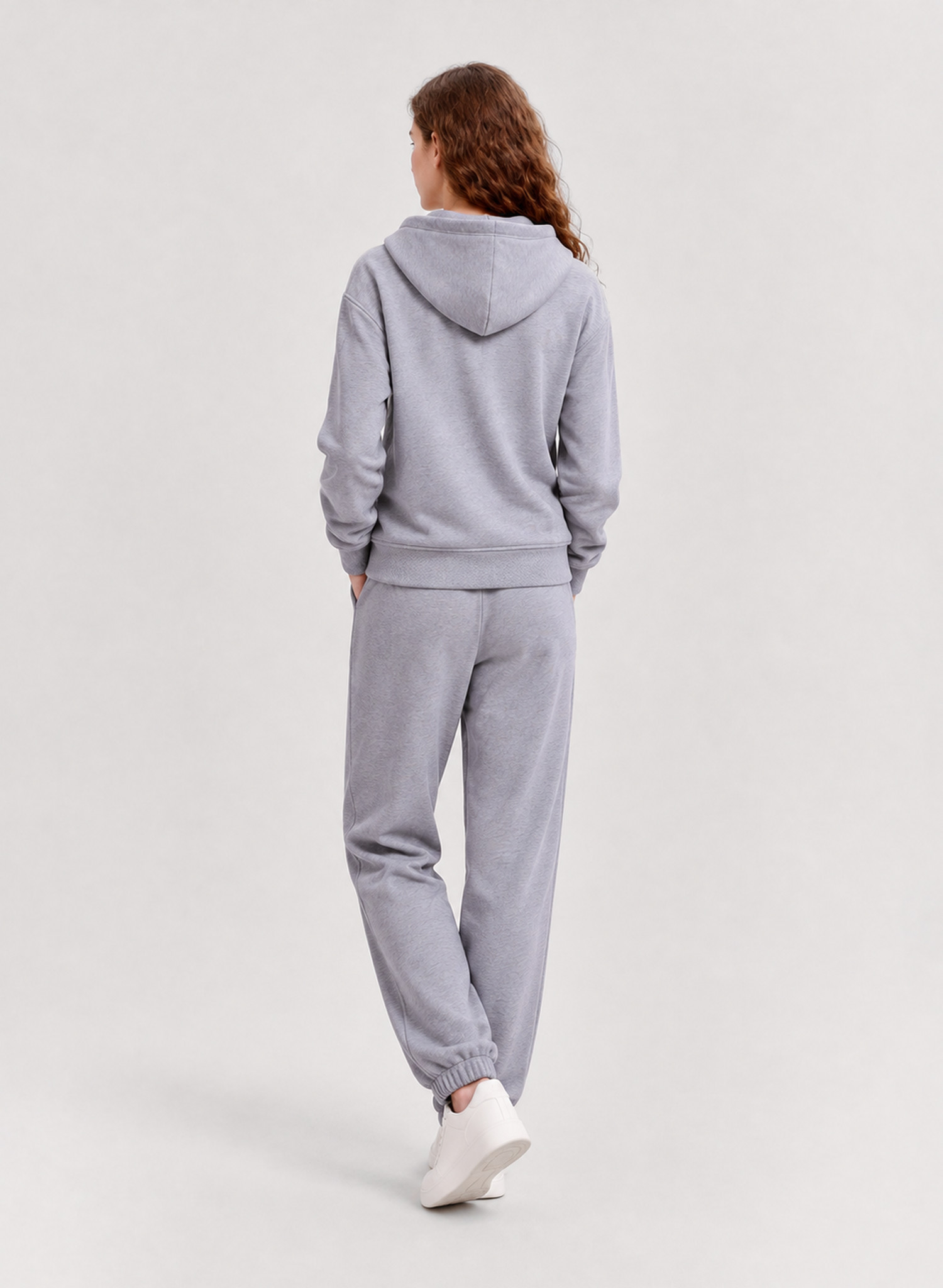 women's sets Embroidered 2 Piece Tracksuit Zip Up Hoodie Jogger Pants Casual Slim Fit Loungewear Set 32 11浅灰色背面