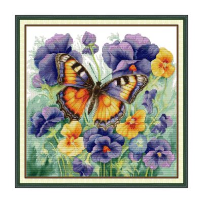 Butterfly Cross Stitch Kit – Floral Garden Scene