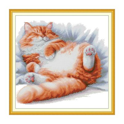 Cat Cross Stitch Kit – Sleeping Cat Design